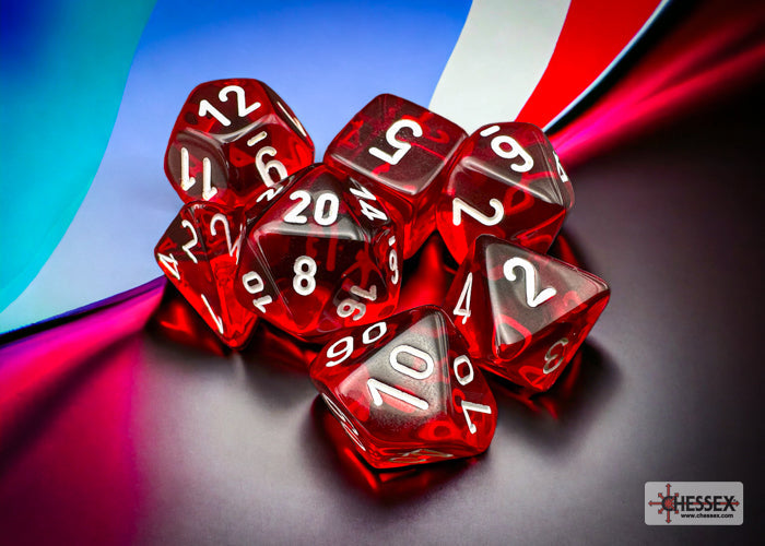 Chessex - Translucent Polyhedral 7 Dice Set - Red & White