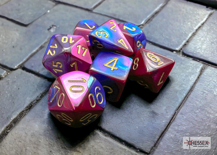 Chessex - Gemini Polyhedral 7 Dice Set - Blue-Purple with Gold