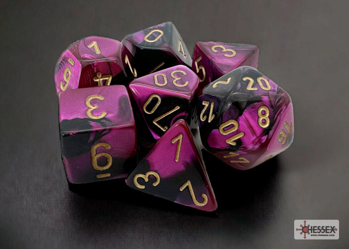 Chessex - Gemini Polyhedral 7 Dice Set - Black-Purple with Gold