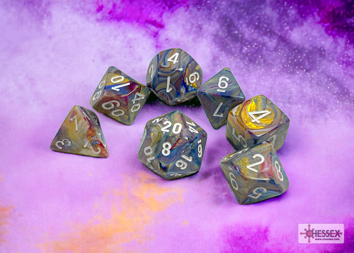 Chessex - Festive Polyhedral 7 Dice Set - Carousel with White