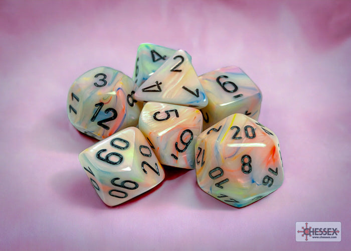 Chessex - Festive Polyhedral 7 Dice Set - Circus with Black