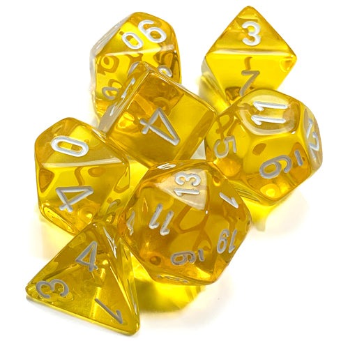 Chessex - Translucent Polyhedral 7 Dice Set - Yellow & White