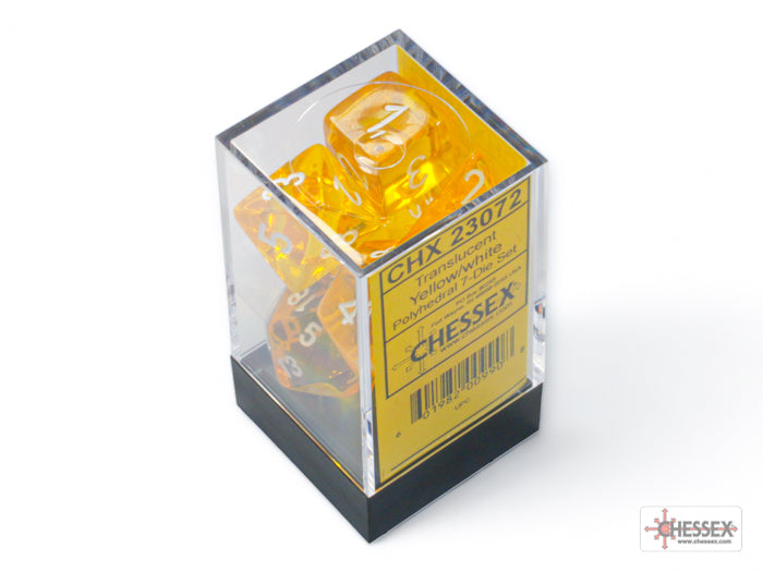 Chessex - Translucent Polyhedral 7 Dice Set - Yellow & White