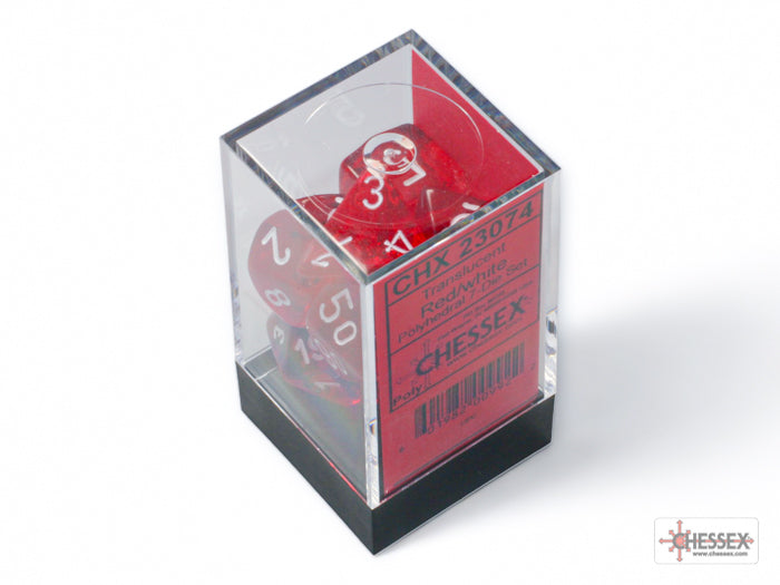 Chessex - Translucent Polyhedral 7 Dice Set - Red & White