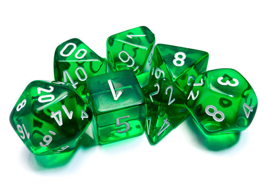 Chessex - Translucent Polyhedral 7 Dice Set - Green & White