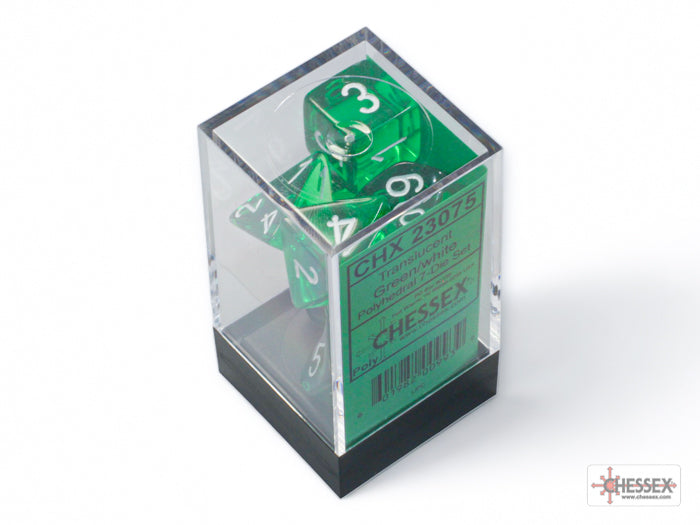 Chessex - Translucent Polyhedral 7 Dice Set - Green & White