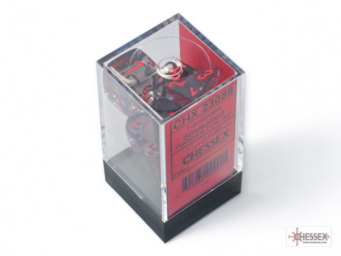 Chessex - Translucent Polyhedral 7 Dice Set - Smoke & Red