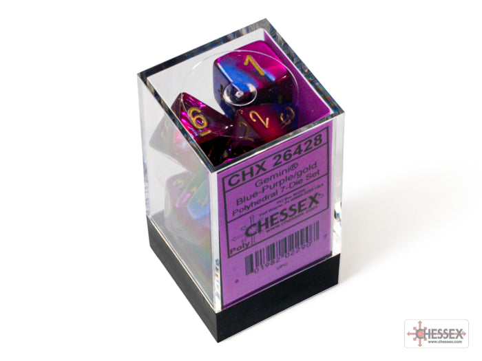 Chessex - Gemini Polyhedral 7 Dice Set - Blue-Purple with Gold