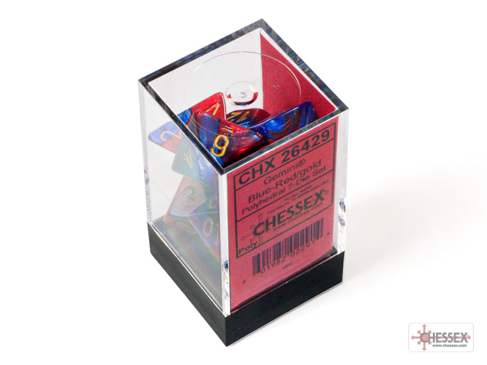 Chessex - Gemini Polyhedral 7 Dice Set - Blue-Red with Gold