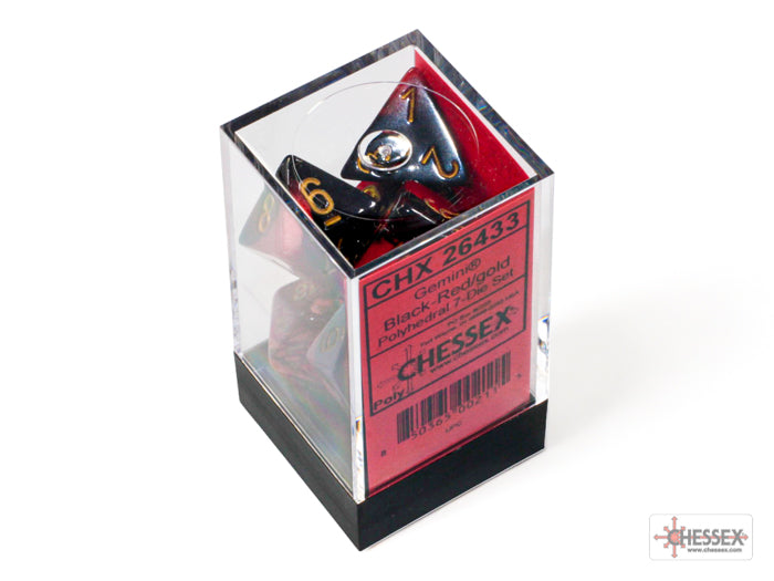 Chessex - Gemini Polyhedral 7 Dice Set - Black-Red with Gold