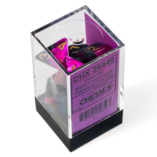 Chessex - Gemini Polyhedral 7 Dice Set - Black-Purple with Gold