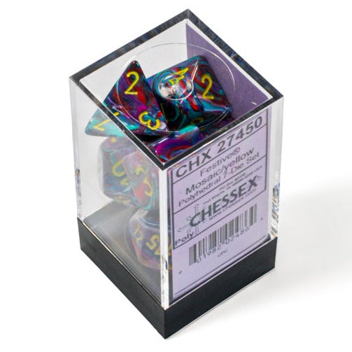 Chessex - Festive Polyhedral 7 Dice Set - Mosaic Yellow
