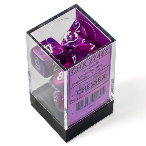 Chessex - Festive Polyhedral 7 Dice Set - Violet with White