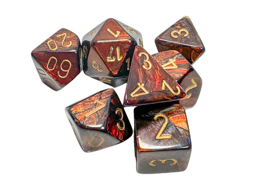 Chessex - Scarab Polyhedral 7 Dice Set - Blue Blood with Gold