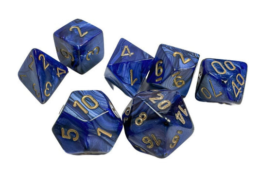 Chessex - Scarab Polyhedral 7 Dice Set - Royal Blue with Gold