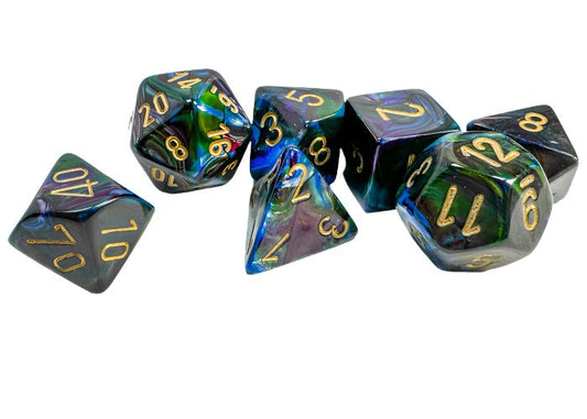 Chessex - Lustrous Polyhedral 7 Dice Set - Shadow with Gold