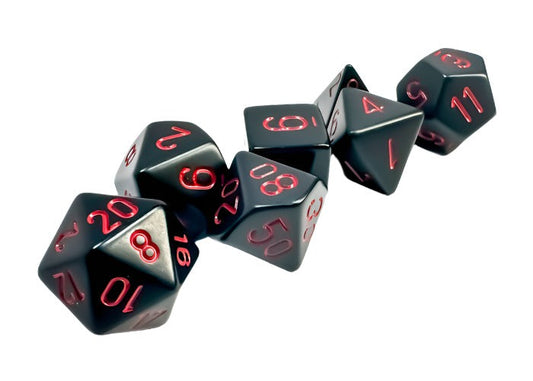 Chessex - Opaque Polyhedral 7 Dice Set - Black with Red