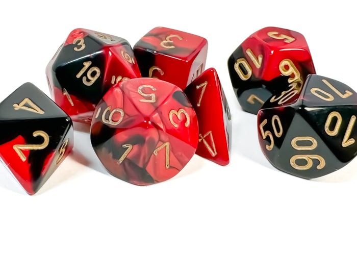 Chessex - Gemini Polyhedral 7 Dice Set - Black-Red with Gold