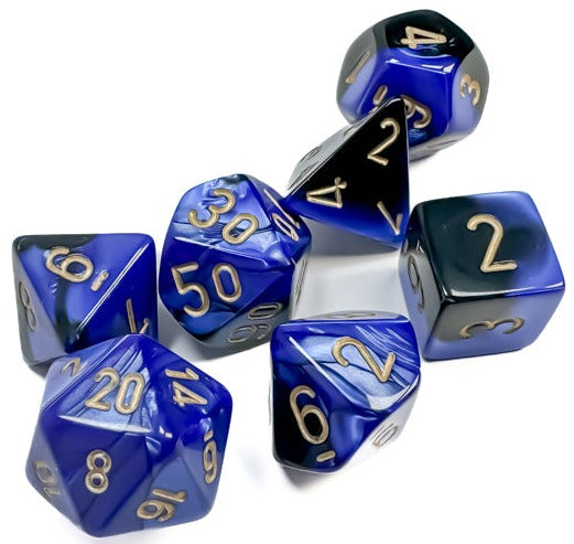 Chessex - Gemini Polyhedral 7 Dice Set - Black-Blue with Gold