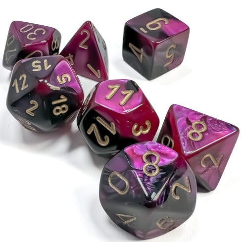 Chessex - Gemini Polyhedral 7 Dice Set - Black-Purple with Gold