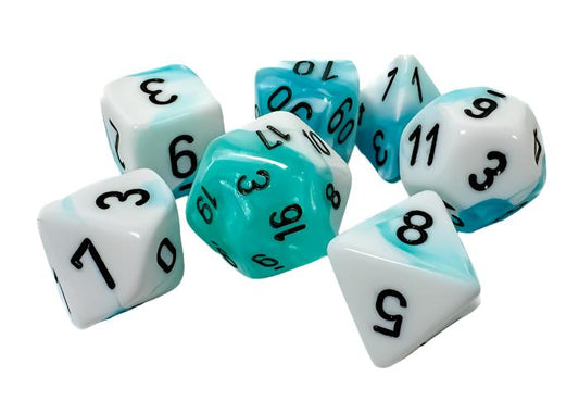 Chessex - Gemini Polyhedral 7 Dice Set - White-Teal with Black