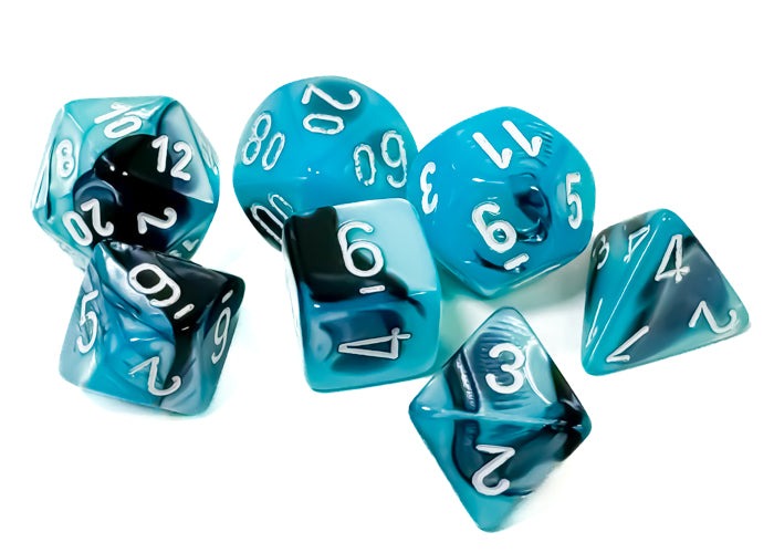 Chessex - Gemini Polyhedral 7 Dice Set - Black-Shell with White