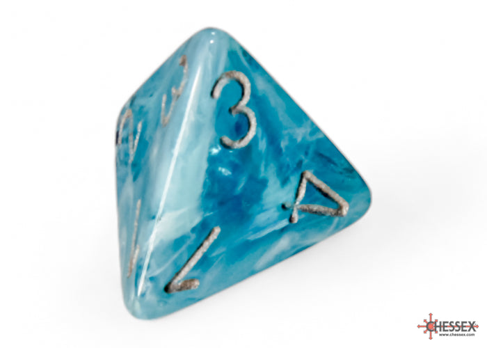Chessex - Cirrus Polyhedral 7 Dice Set - Aqua with Silver