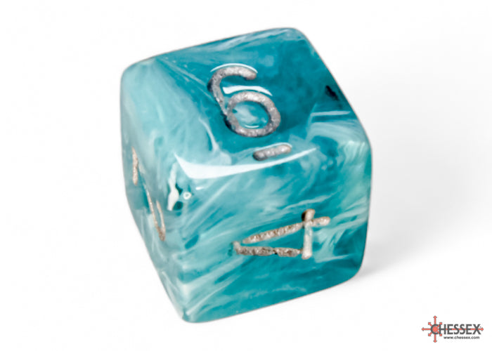Chessex - Cirrus Polyhedral 7 Dice Set - Aqua with Silver