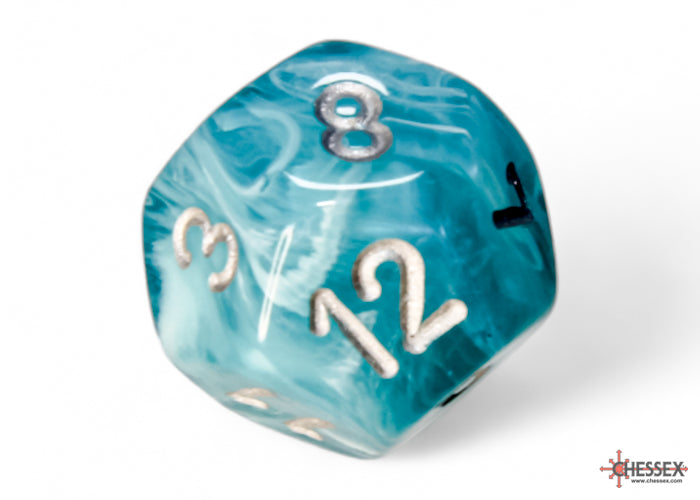 Chessex - Cirrus Polyhedral 7 Dice Set - Aqua with Silver