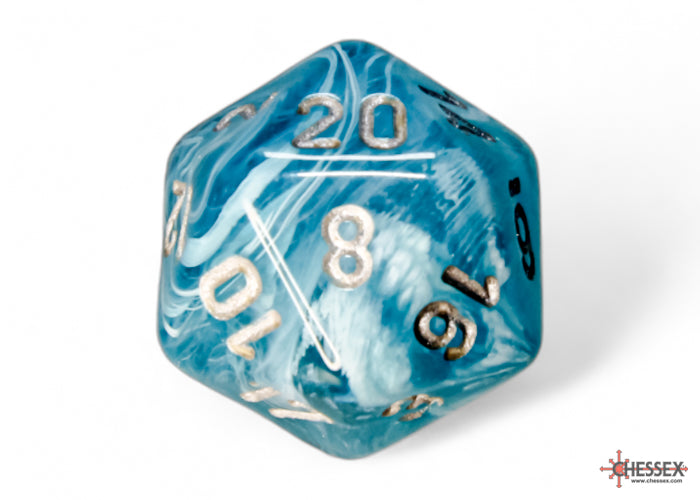 Chessex - Cirrus Polyhedral 7 Dice Set - Aqua with Silver