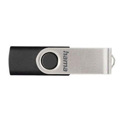 Hama Rotate 32GB USB Flash Drive, Rotating Cap, Black Silver