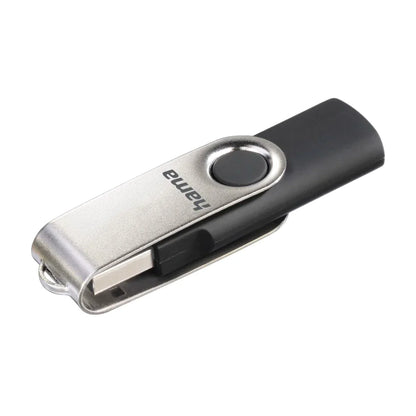 Hama Rotate 32GB USB Flash Drive, Rotating Cap, Black Silver