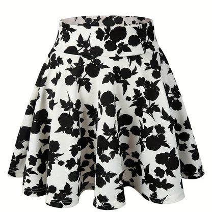 Kpop Polka Dot Print Skater Skirts, Casual Ruffle A Line Versatile Mini Skirts, Women's Clothing