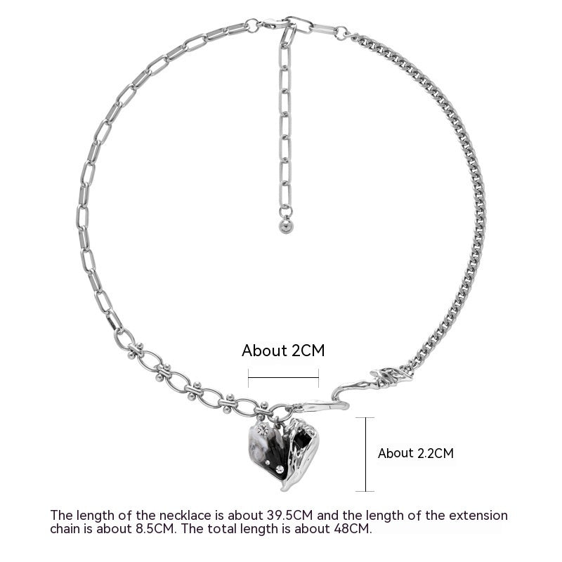 Pleated Heart Pendant Necklace