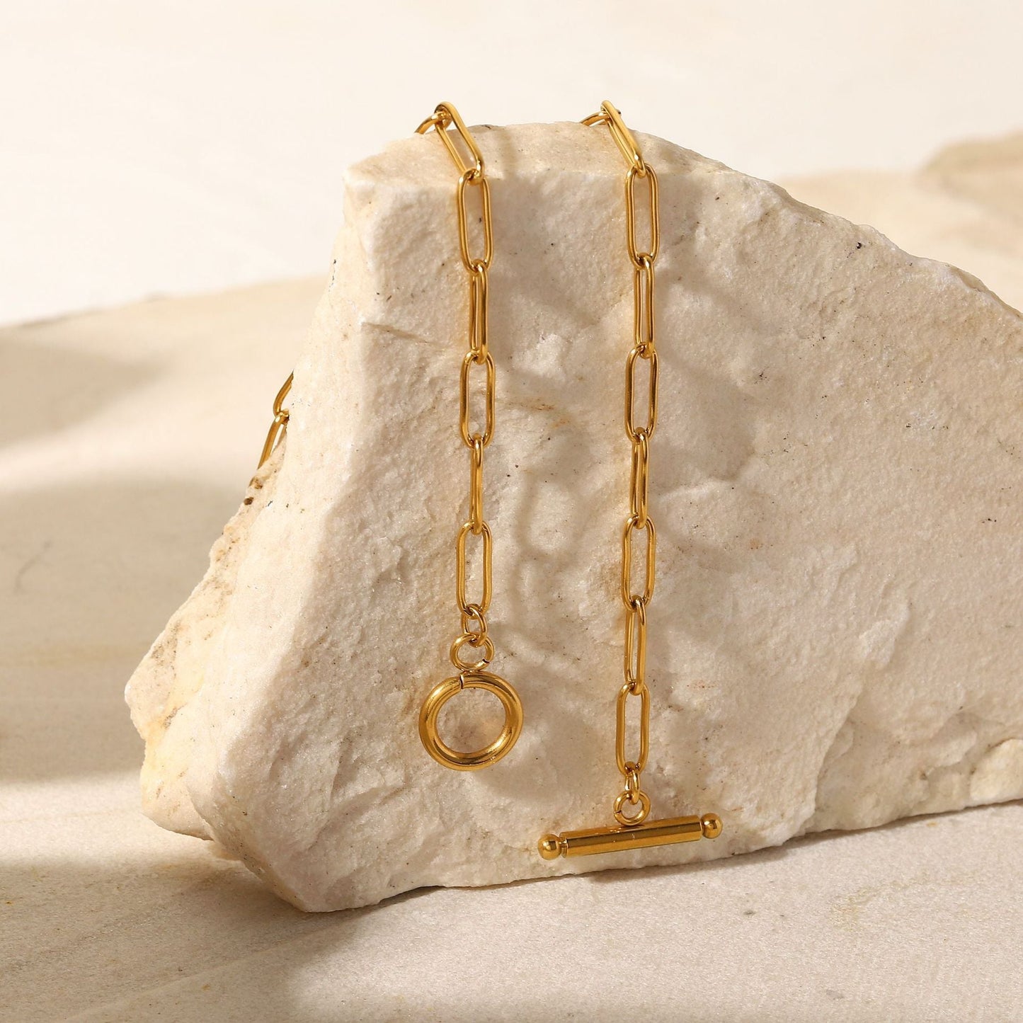 Gold Geometric Stainless Steel OT Chain Necklace