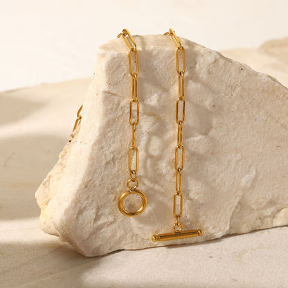 Gold Geometric Stainless Steel OT Chain Necklace