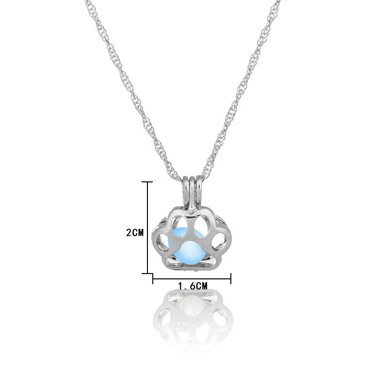 Dog Paw Hollow Luminous Necklace