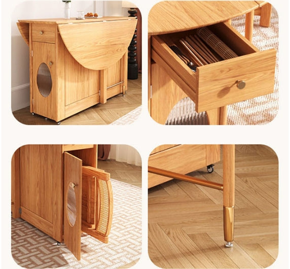 Ainsley Folding Extendable Dining Table, Wood