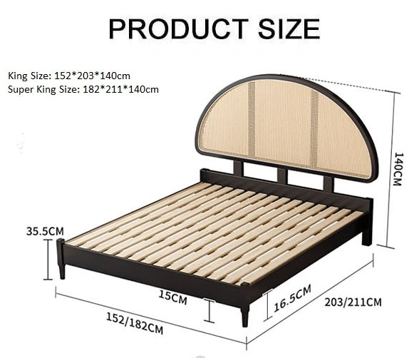 Heather King Size / Super King Size Bed, Rattan