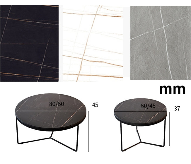 Iver Stone Round Nesting Coffee Table Set For Display