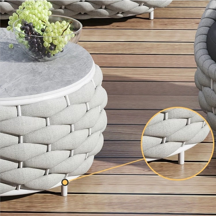 Marbella Textilene Rope Woven Outdoor Sofa Set with Water-Proof Covers, Grey