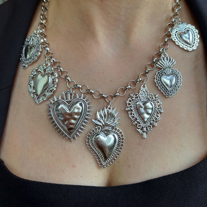 Vintage Sacred Heart Pendant Necklace