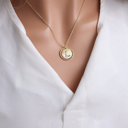 A-Z Round Necklace with Colourful Crystals