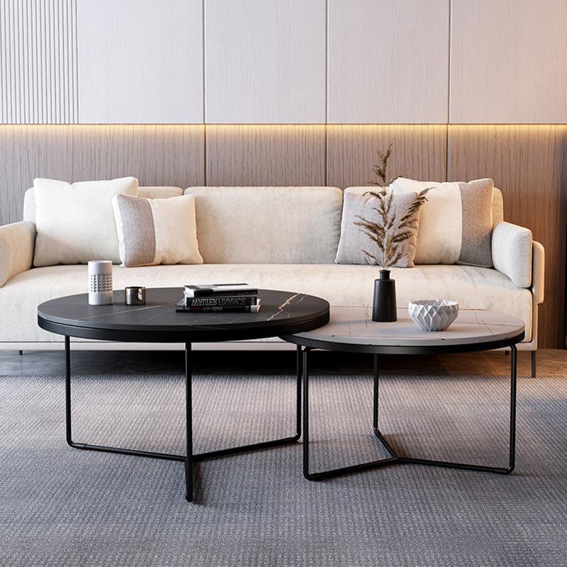 Iver Stone Round Nesting Coffee Table Set For Display