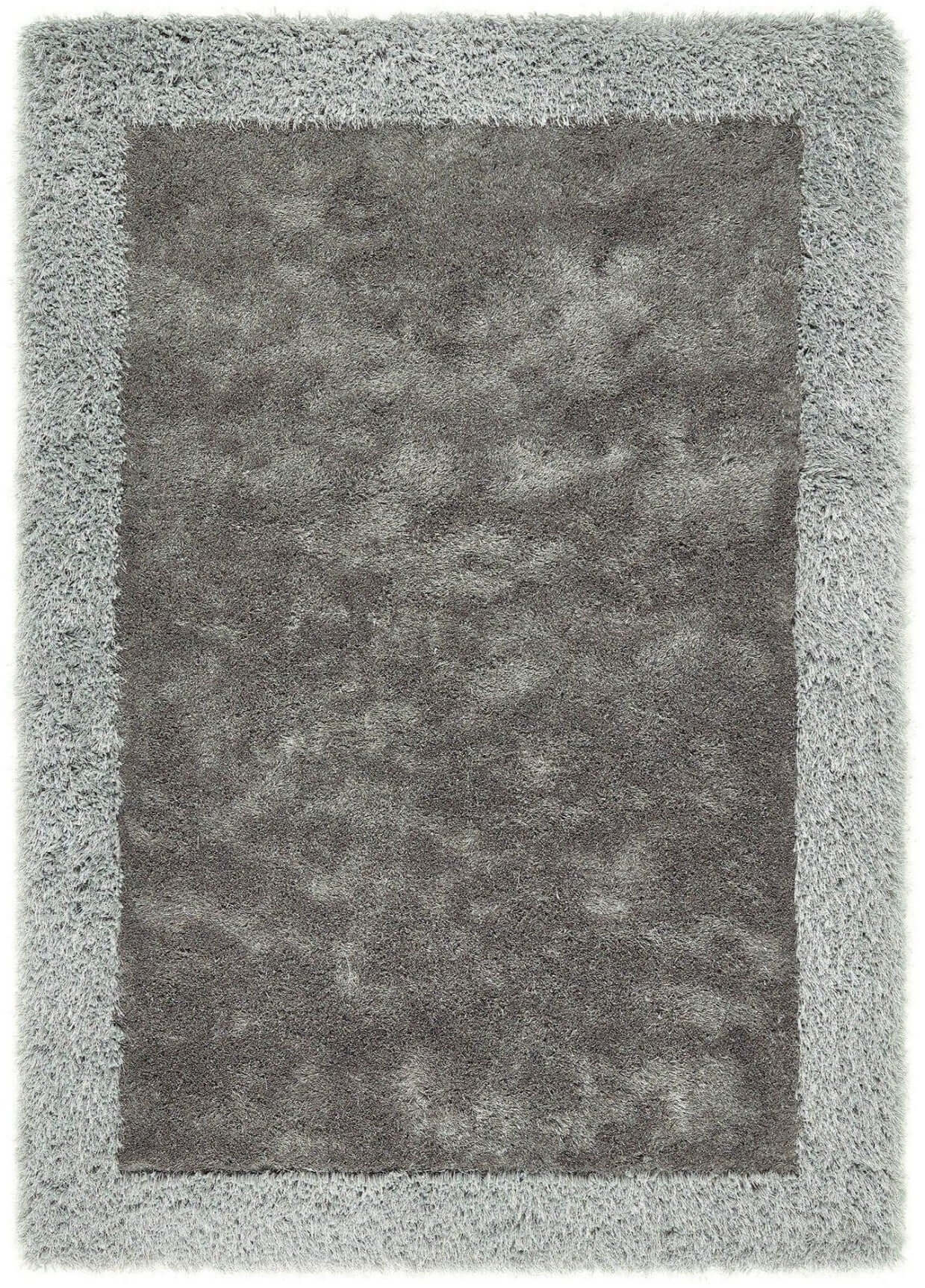Shimmer Silver Grey Bordered Shaggy Rug