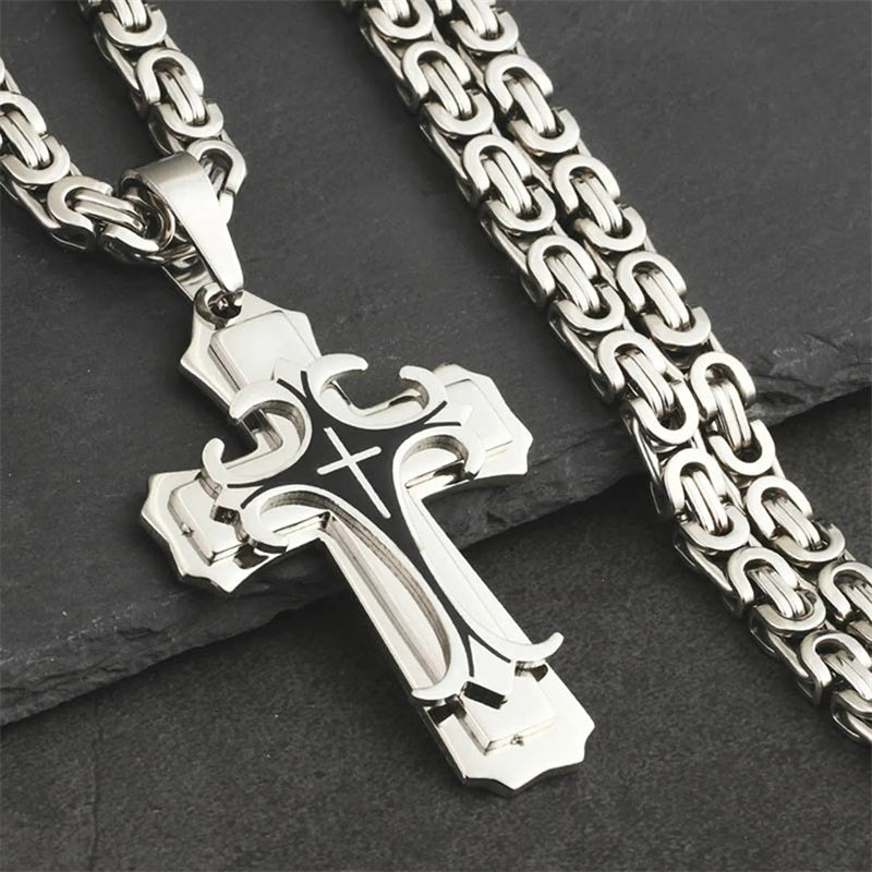 Christian Trinity Cross Necklace Chain