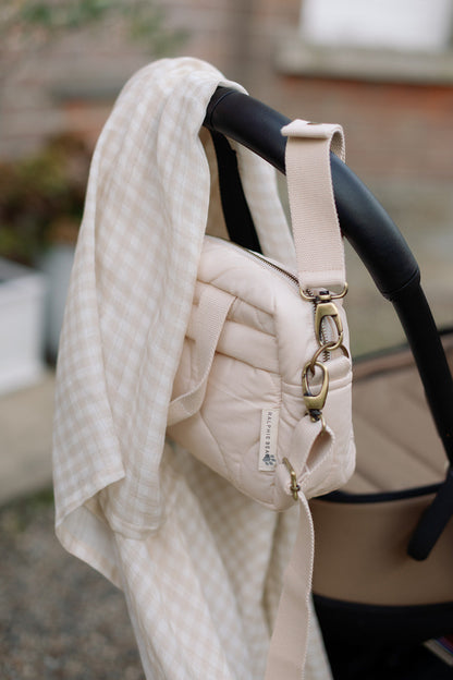 Ralphie Bear Quilted Changing Stroller Bag - Beige/Scallop