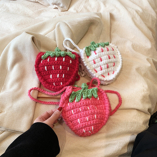 Handmade Knitted Wool Strawberry Crossbody Bag