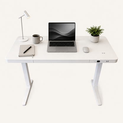 E-Max Electric Height Adjustable Desk White (Glass Top) – Purus Life