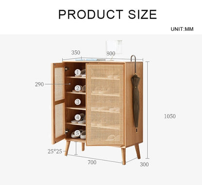 Hans Rattan Shoe Storage Cabinet, Oak